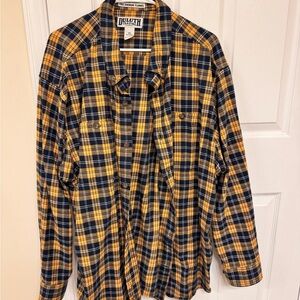 Duluth Trading Co. Navy and Mustard Flannel Shirt